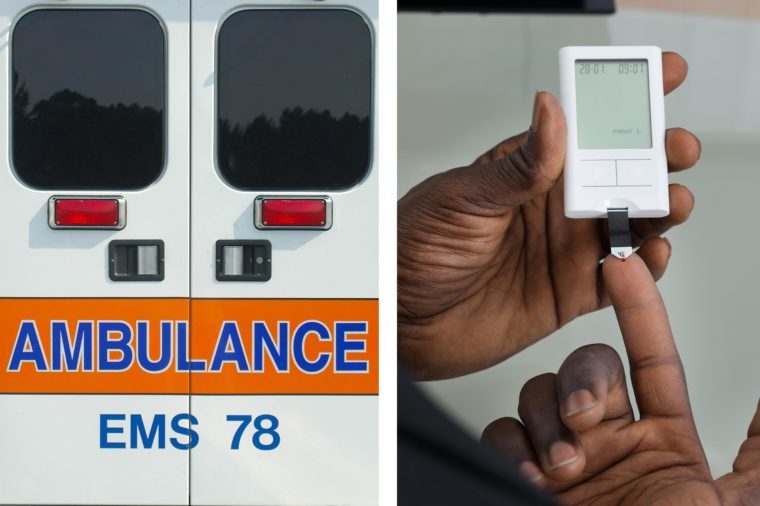 Upper abdominal pain - diabetes blood test ambulance doors