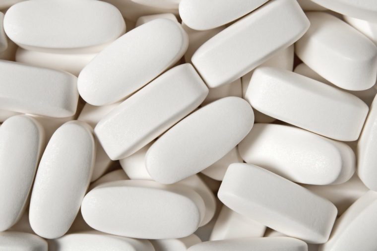 Pee smells - Close-up of big white pills