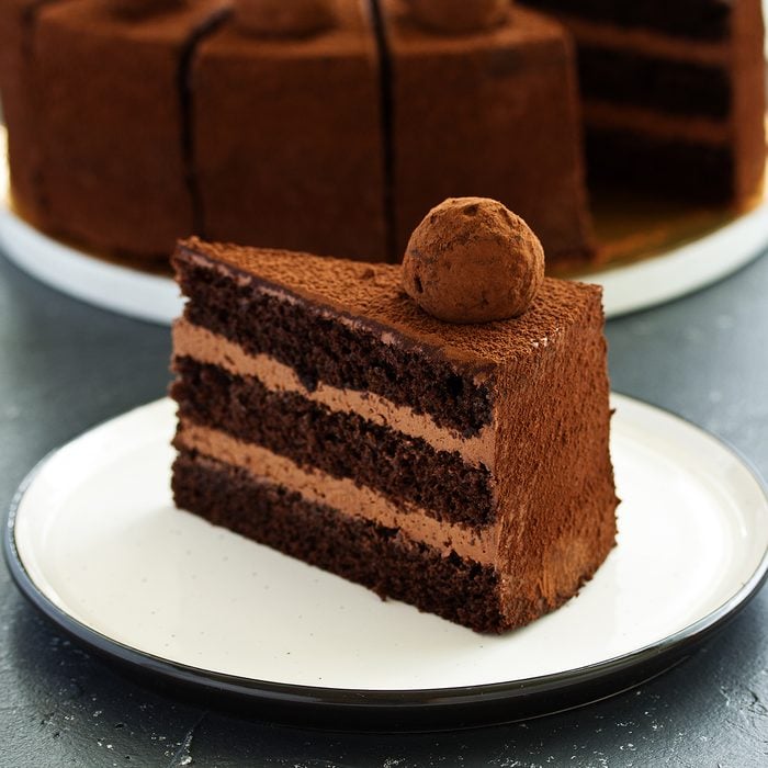 Chocolate cake. A slice of chocolate cake. Selective focus; Shutterstock ID 1499400482; Job (TFH, TOH, RD, BNB, CWM, CM): TOH