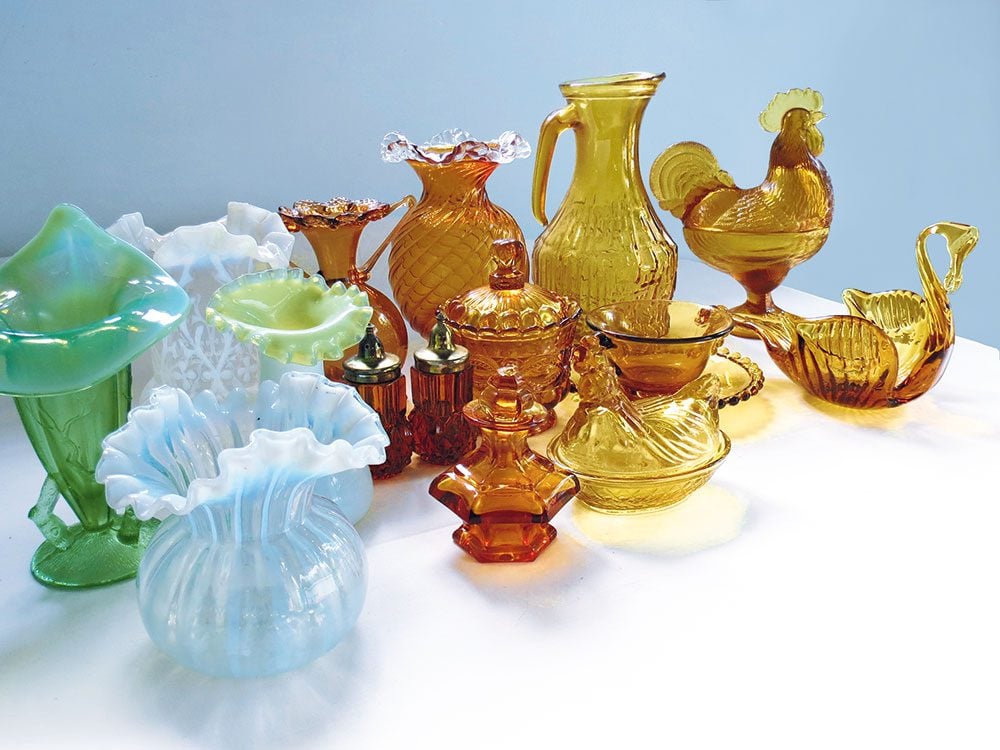 Vaseline glass and amber glass