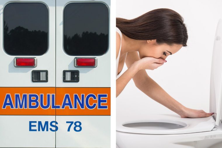 Upper abdominal pain - vomiting ambulance doors
