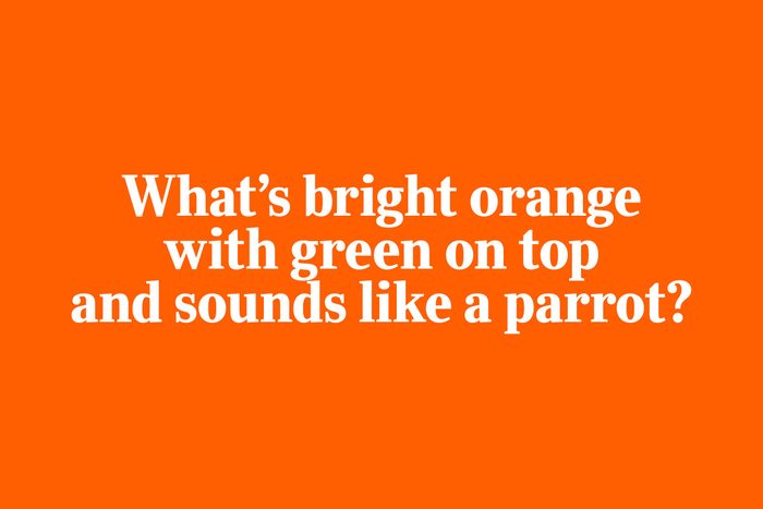 riddles for kids - What's bright orange with green on top and sounds like a parrot?
