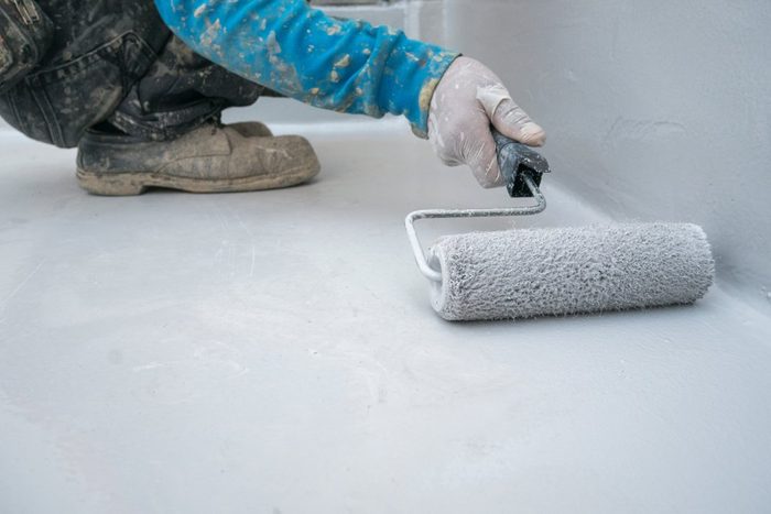 Epoxy paint on concrete floor for water proof protection industrial warehouse in japan