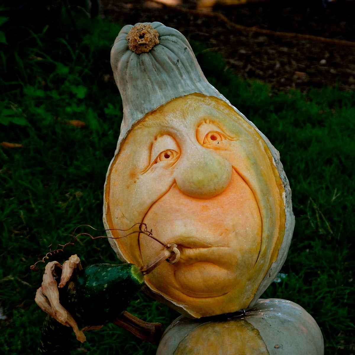 Pumpkin smoking carving