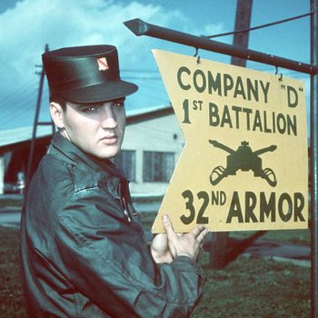 Mandatory Credit: Photo by AP/Shutterstock (7395468a) ELVIS PRESLEY: ... the "Pelvis", in Army uniform at Company "D" 1st Battalion 32nd Armor, barracks area, Friedberg, West Germany. Undated picture Elvis Presley, FRIEDBERG, Germany