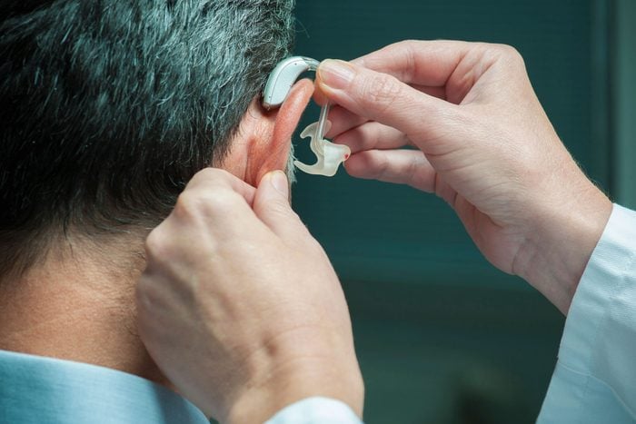 person being fitted for hearing aid