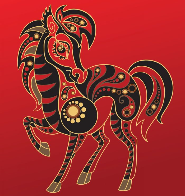 Horse - Chinese horoscope animal sign. The vector art image in decorative style