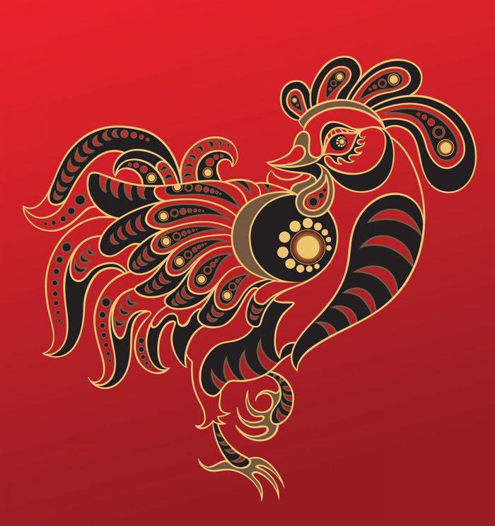 Rooster - Chinese horoscope animal sign. The vector art image in decorative style