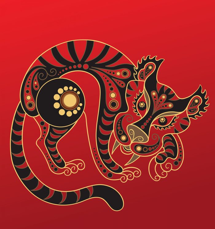 Tiger - Chinese horoscope animal sign. The vector art image in decorative style