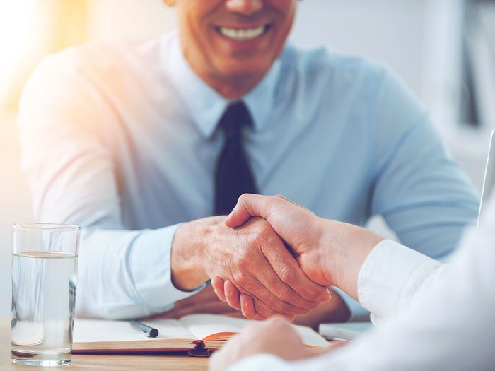 Hilarious work jokes - business handshake