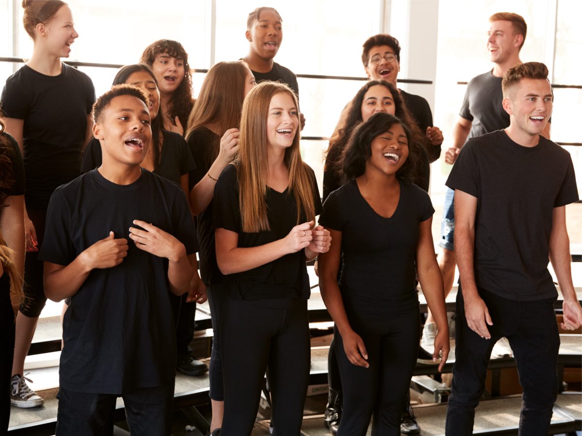 Young people singing in choir