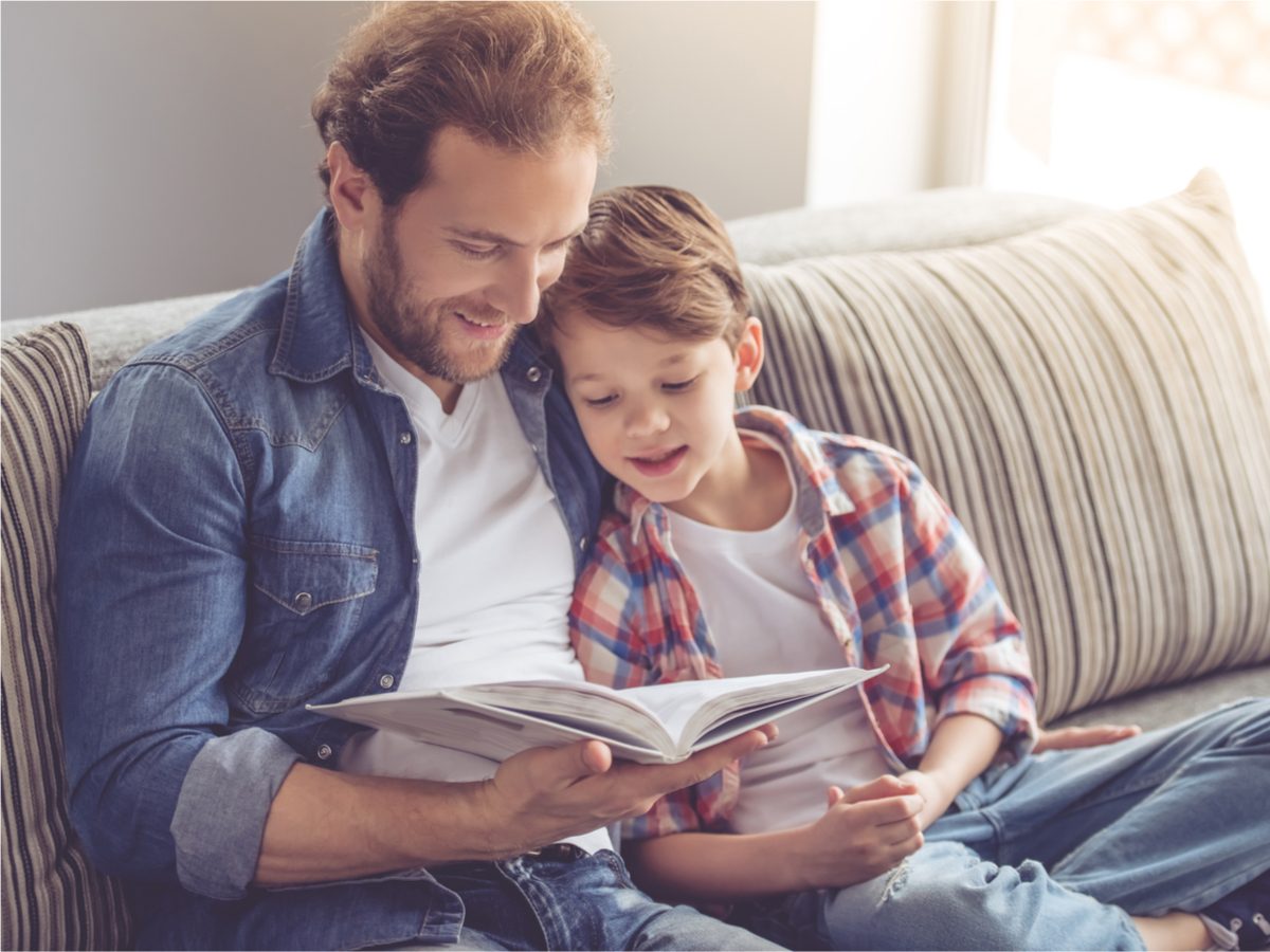 Father reading with son