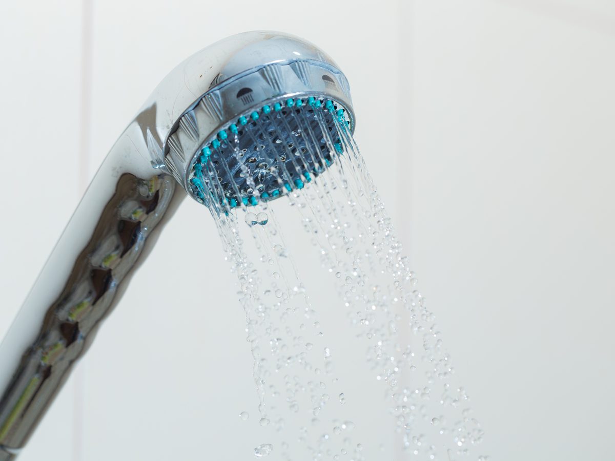 Warm water coming from shower head