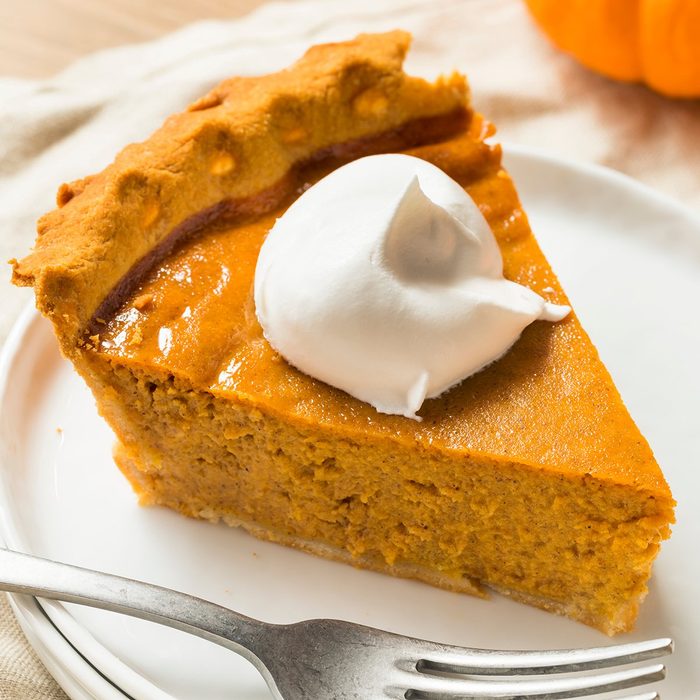holiday cooking tips - Sweet Homemade Thanksgiving Pumpkin Pie Ready to Eat; Shutterstock ID 1185116455; Job (TFH, TOH, RD, BNB, CWM, CM): TOH