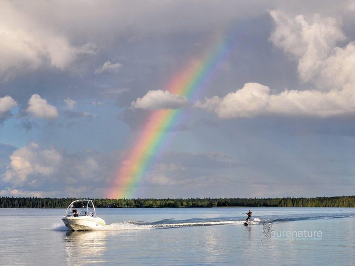 Rainbow picture - wake boarding and boat rainbow