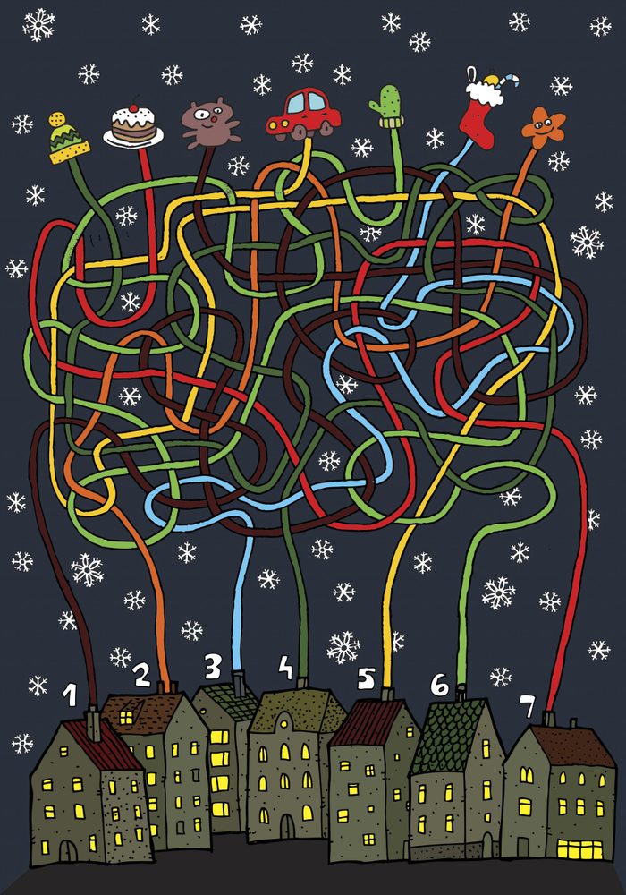 Christmas Maze Game ... Task: Each house gets its own present!