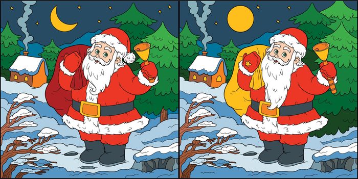 Find differences, game for children: Santa Claus
