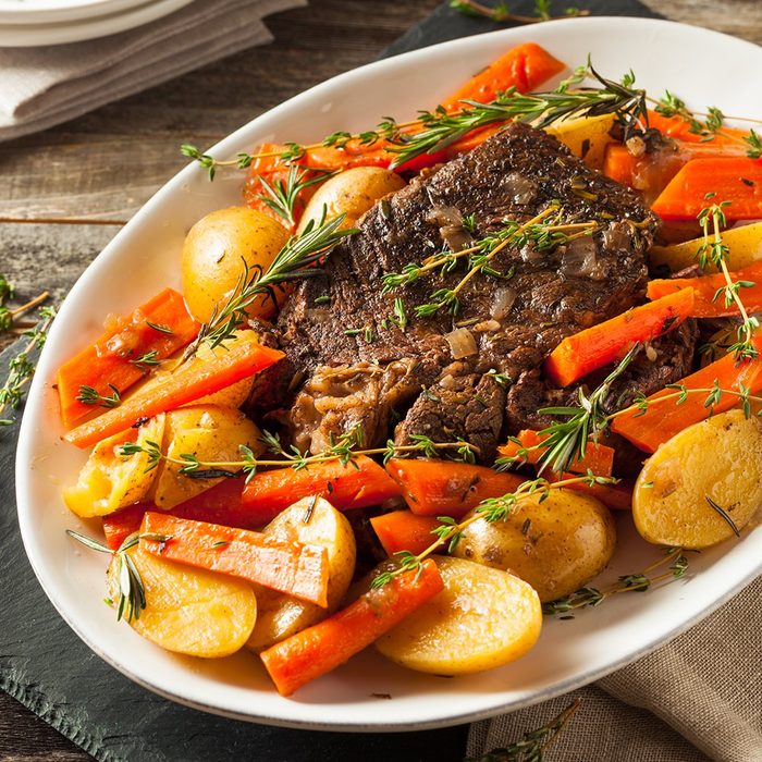 Homemade Slow Cooker Pot Roast with Carrots and Potatoes; Shutterstock ID 394255612; Job (TFH, TOH, RD, BNB, CWM, CM): TOH