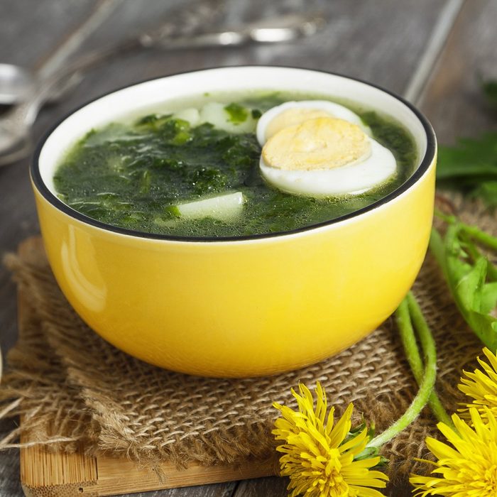 Soup of nettles on the wooden table; Shutterstock ID 400461808; Job (TFH, TOH, RD, BNB, CWM, CM): TOH