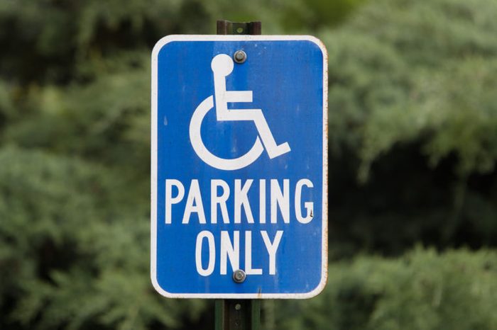Handicapped parking sign.