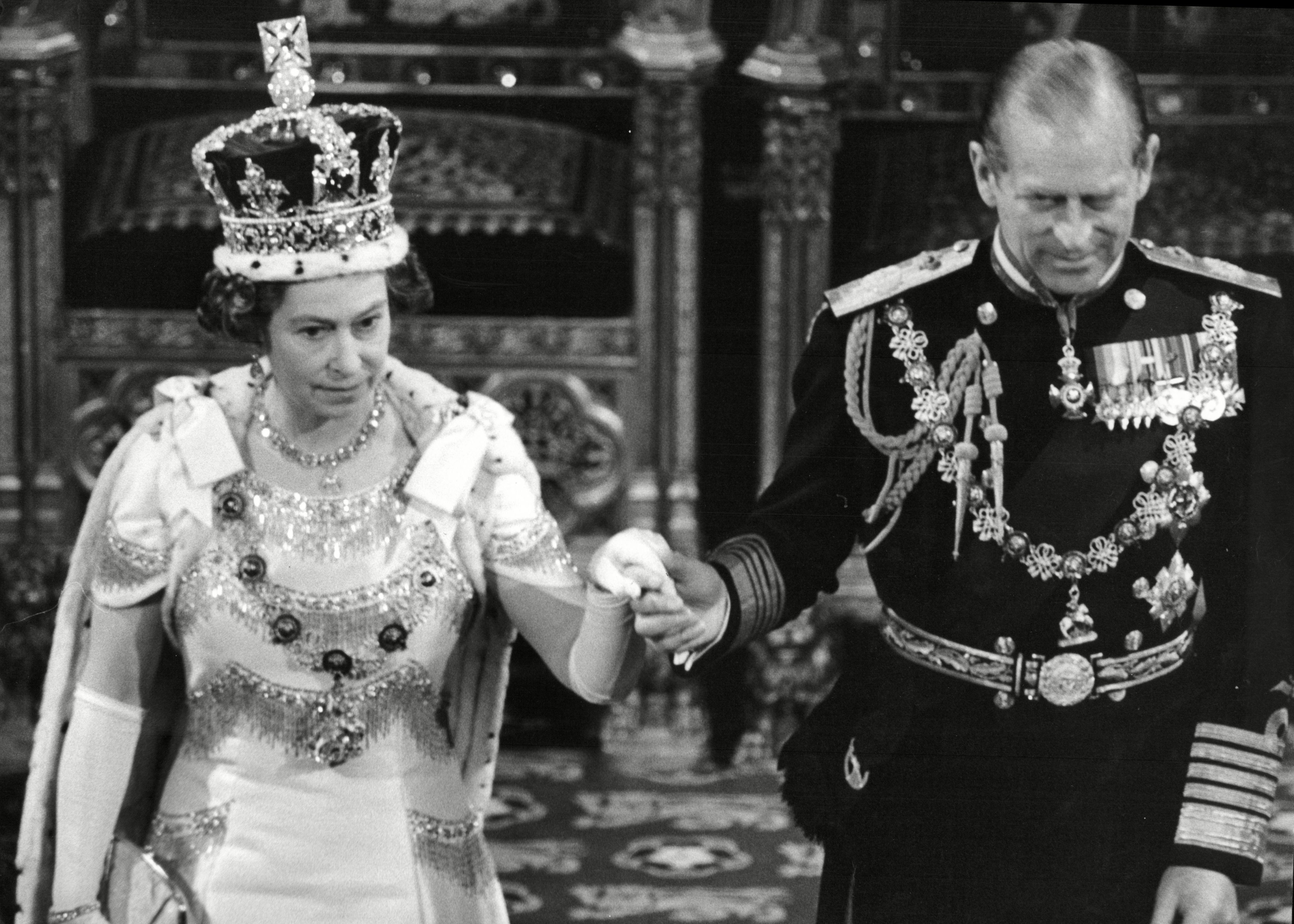 Mandatory Credit: Photo by Geoffrey White/ANL/Shutterstock (1477922a) Queen Elizabeth II And Prince Philip At House Of Lords For State Opening Of Parliament 1978. Queen Elizabeth Ii And Prince Philip At House Of Lords For State Opening Of Parliament 1978.