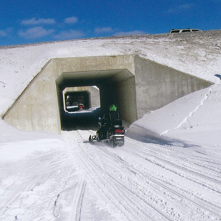 Snowmobile tunnel near Kearney, Ontario