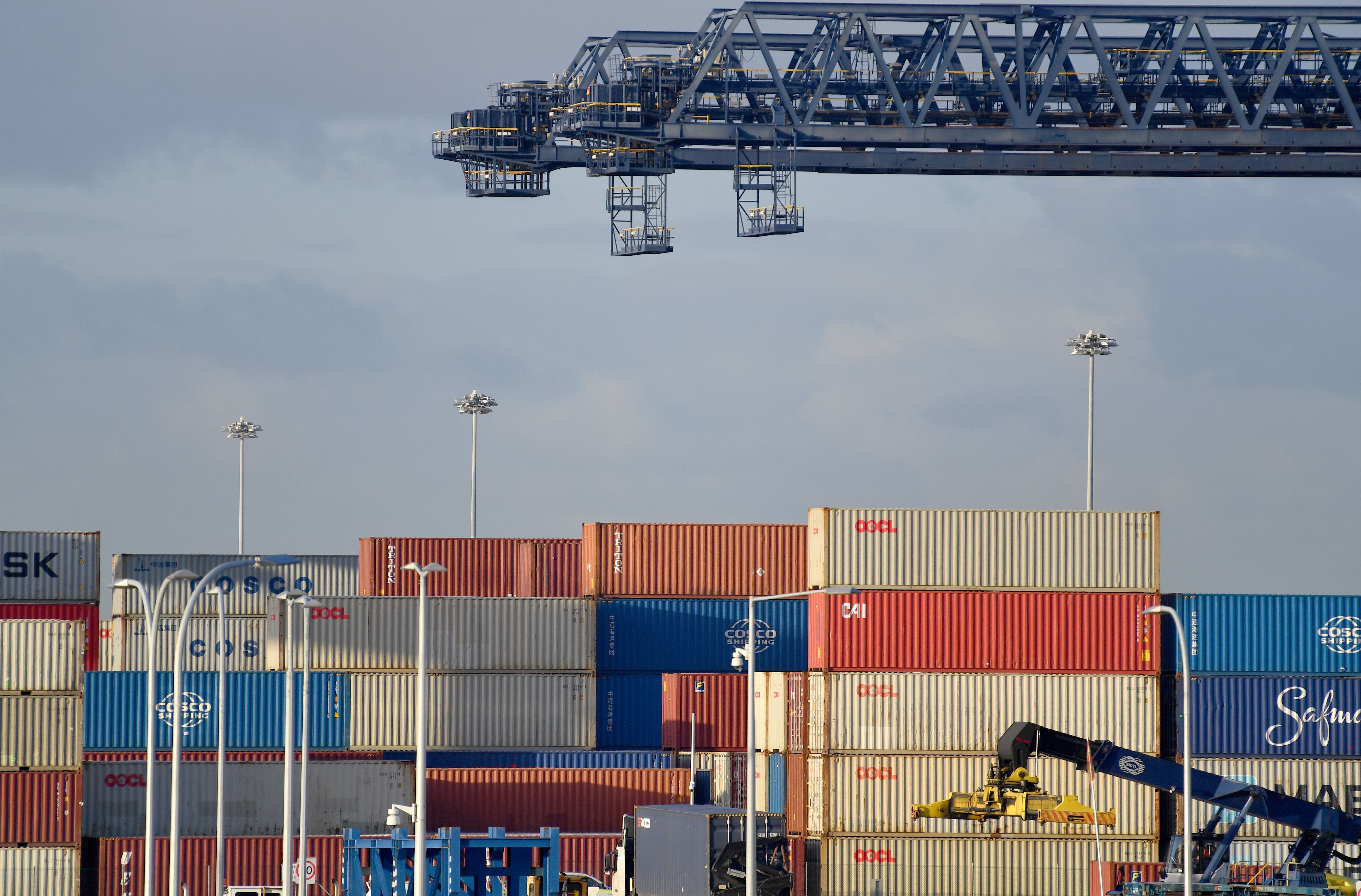 Mandatory Credit: Photo by DEAN LEWINS/EPA-EFE/Shutterstock (10326772e) A general view of Port Botany shipping container terminal in Sydney, New South Wales, Australia, 03 July 2019. Australian Bureau of Statistics (ABS) figures out for May 2019 Australia's trade surplus increased to 5.75 billion Australian dollar (about four billion US dollar) in May, from 4.82 billion Australian dollar (about 3.3 billion US dollar) in April. Exports were up four per cent for the month, while imports were up one percent, the ABS said on 03 July. ABS figures for Australia's trade surplus in May 2019, Sydney - 03 Jul 2019