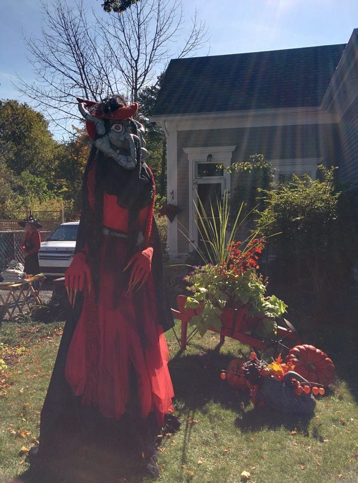 Scarecrow in red dress