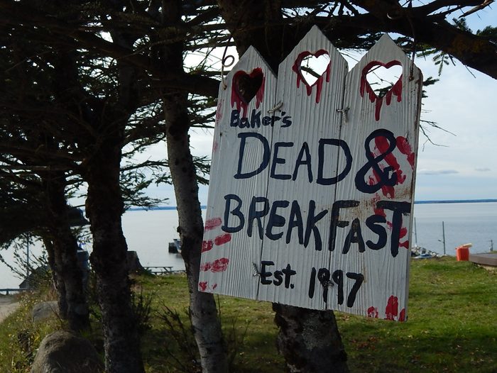 Sign that reads: "Dead and Breakfast"