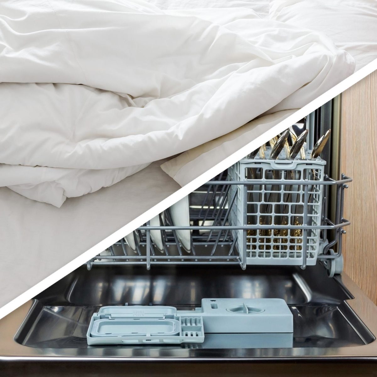 Bed sheets and dishwasher