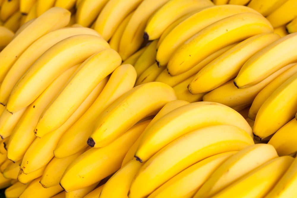 Close up view of fresh bananas.