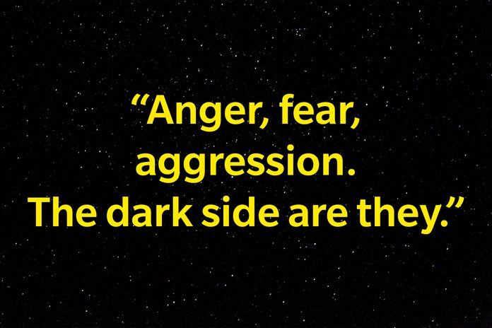 "Anger, fear, aggression. The dark side are they."