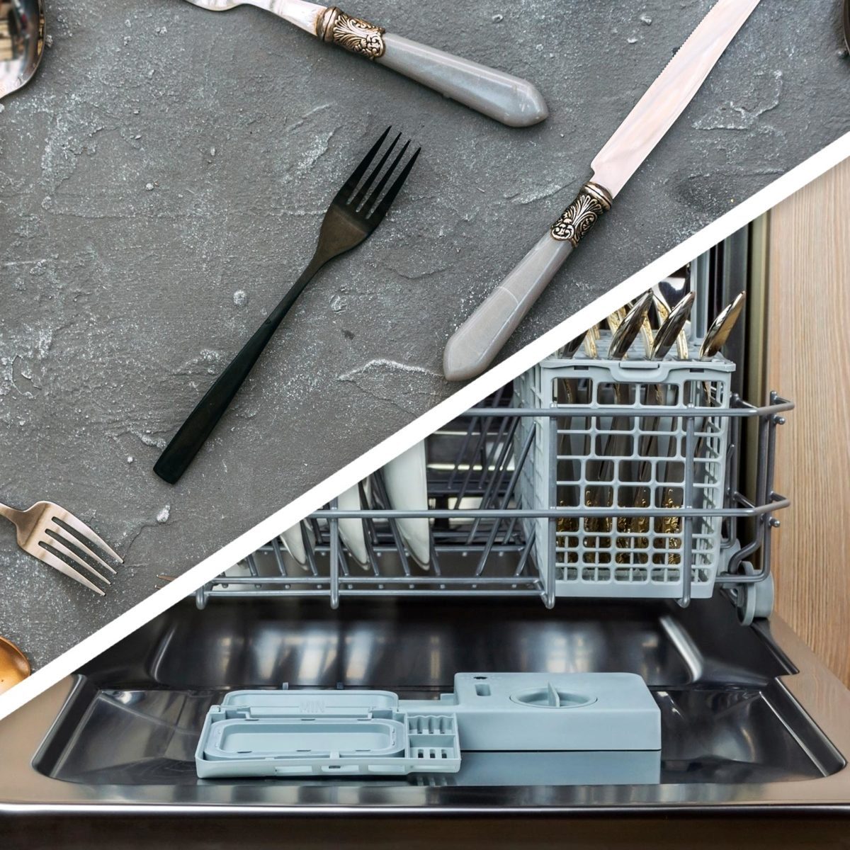 Silverware and dishwasher