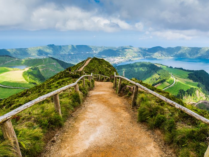 A path leading to lakes in the Azores