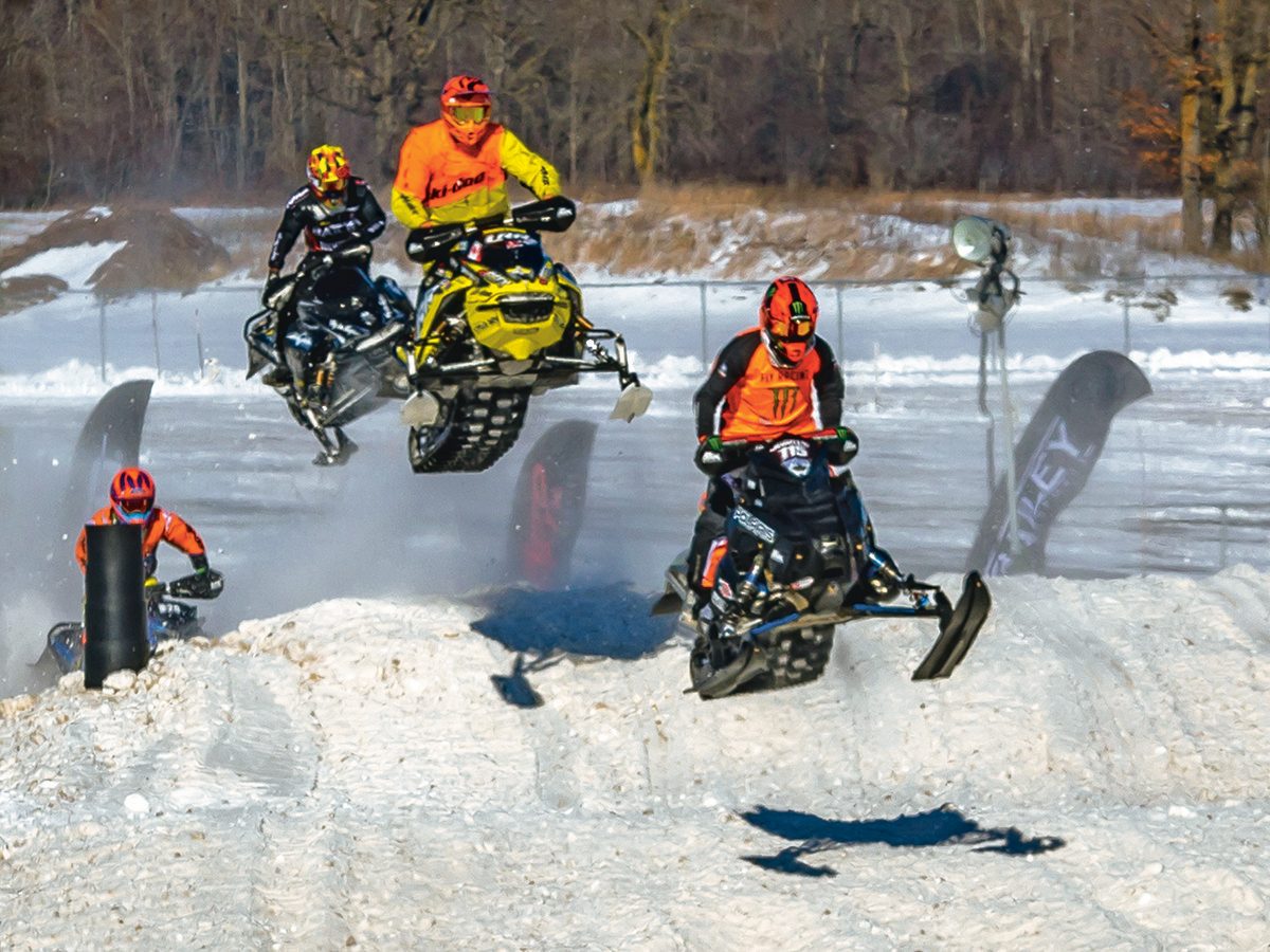 FXR Kawartha Cup Snowcross Race - snowmobiles taking air