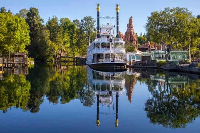 the Rivers of America in Frontierland at Disneyland Park The Mark Twain Riverboat