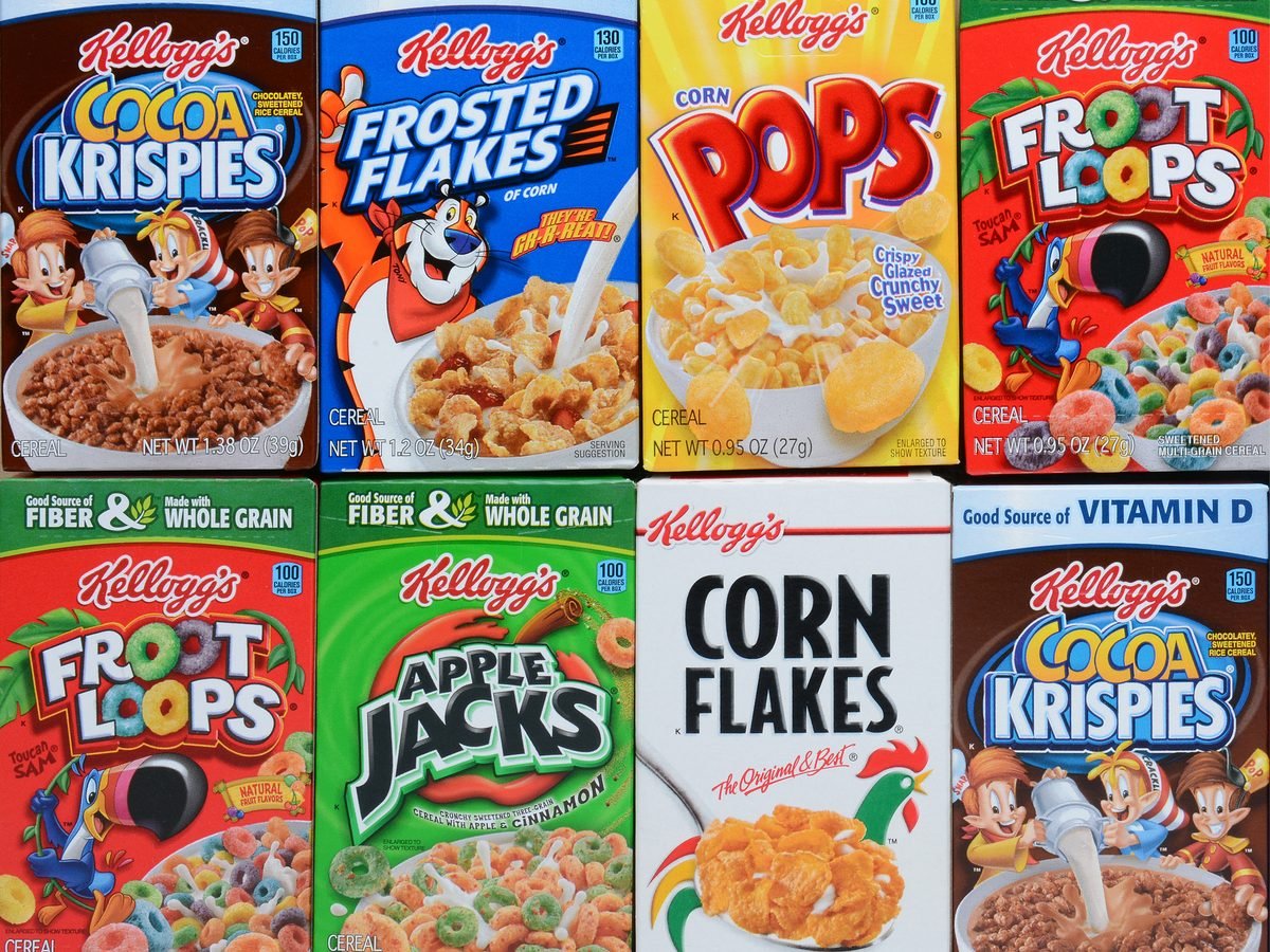 Assorted cereal boxes