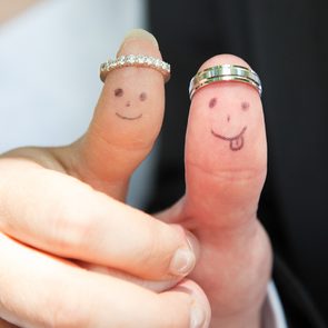 Wedding jokes - wedding rings on thumbs