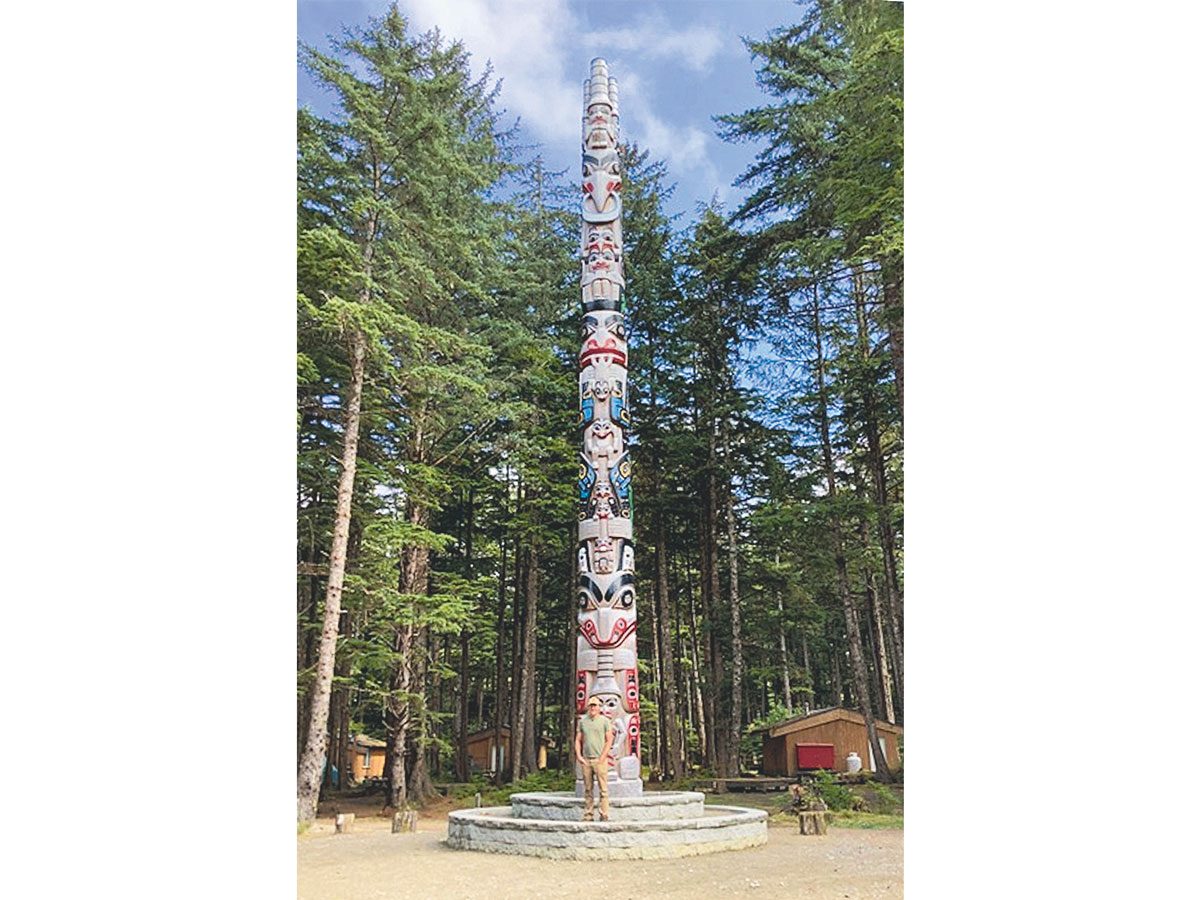 Indigenous totem pole in Haida Gwaii