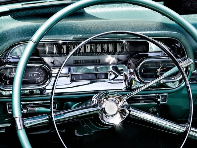 popular vintage car features - classic car interior
