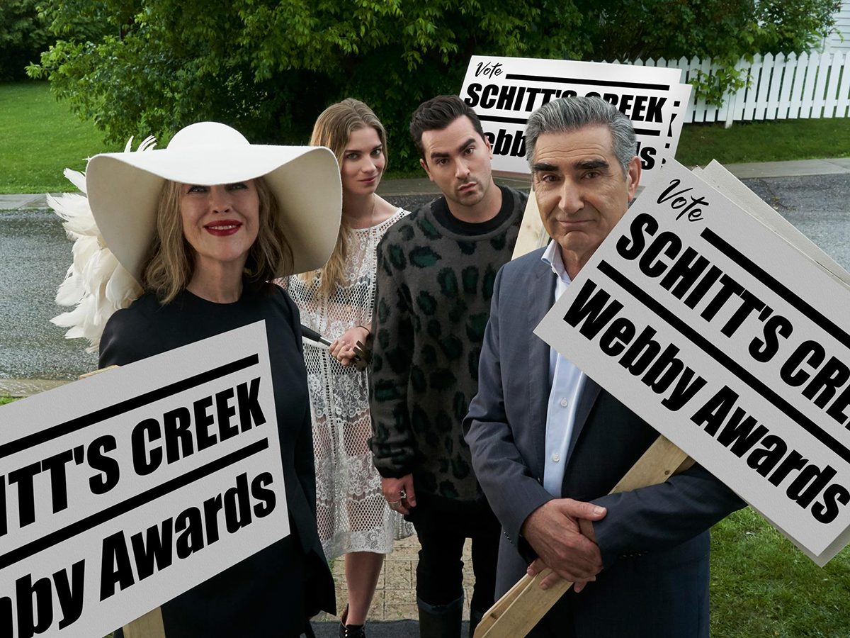 Schitt's Creek quotes - Rose family with signs