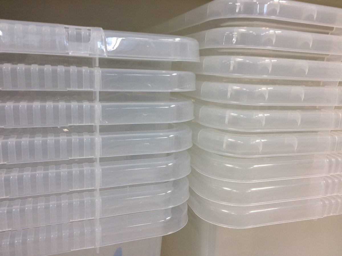 Plastic Storage Containers: Close Up; In Shop; On Shelves
