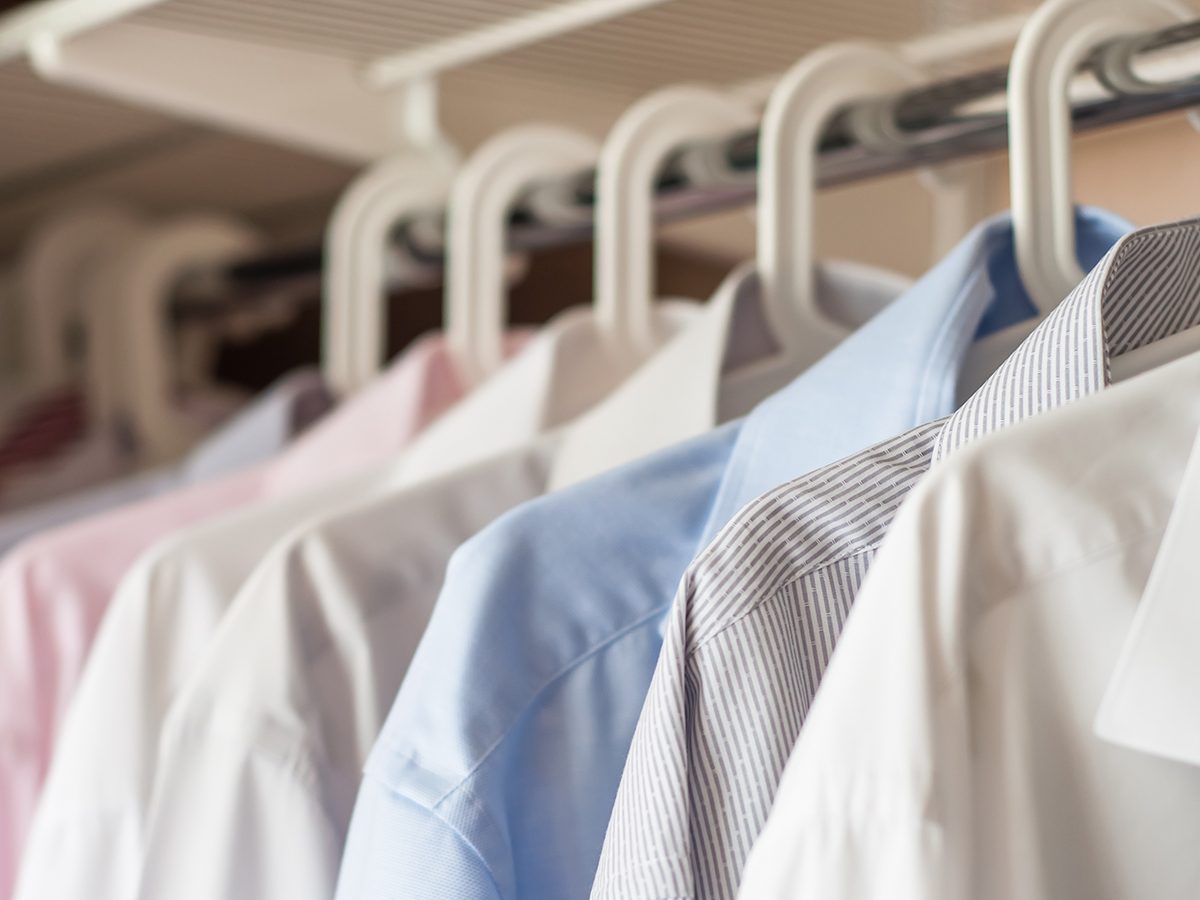 ironed shirts in the closet