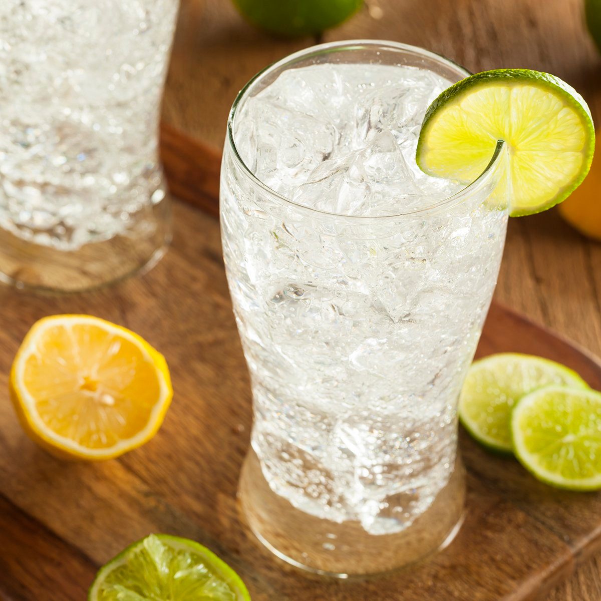 Refreshing Lemon and Lime Soda in a Glass
