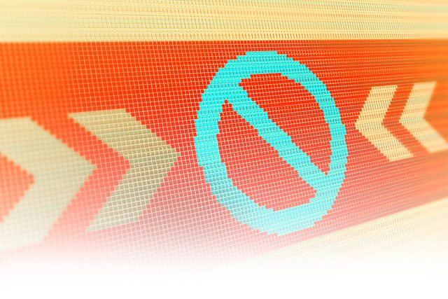 no sign symbol on pixelated cyber digital background
