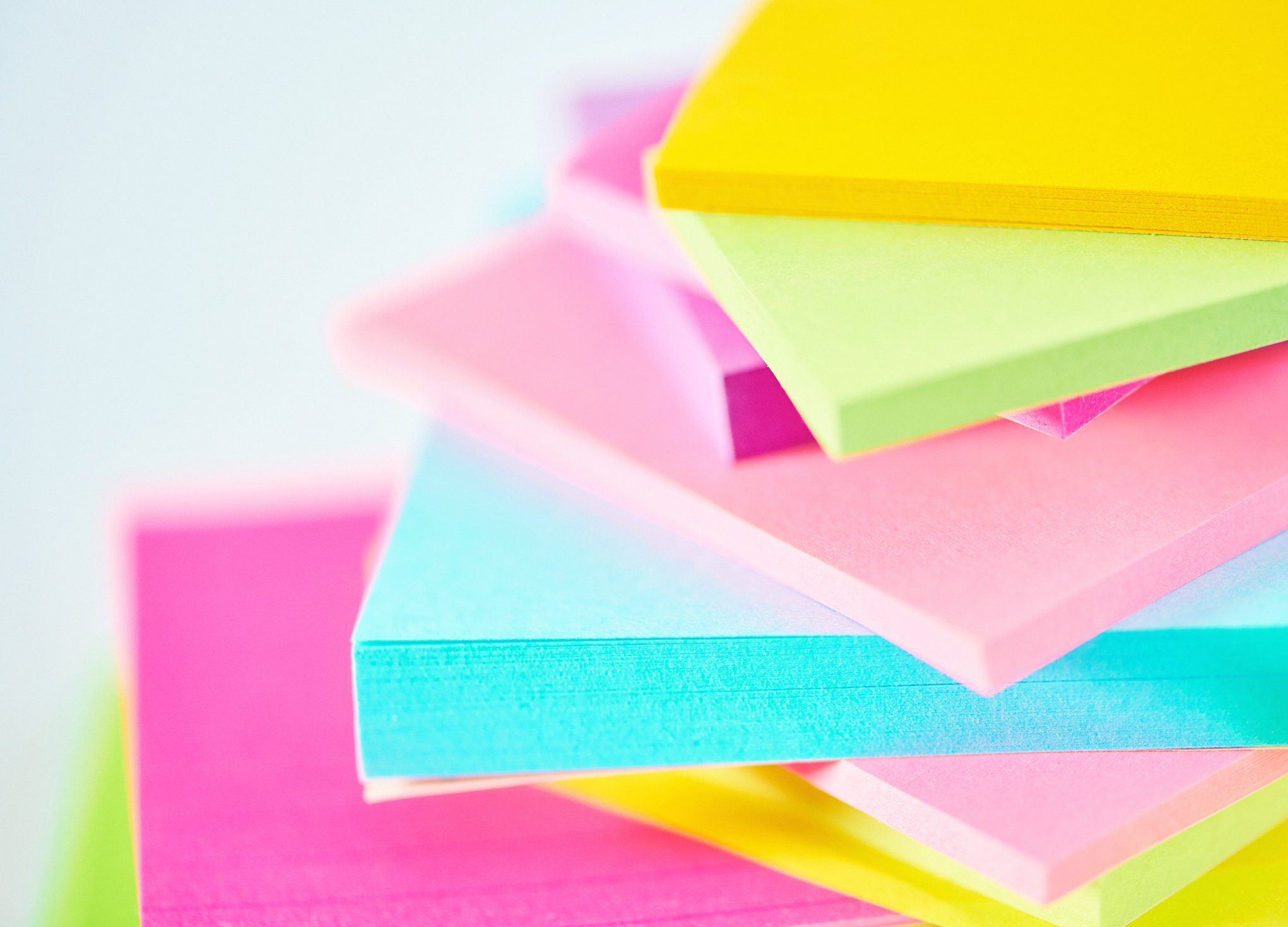 Abstract macro shot of a collection of colored sticky notes