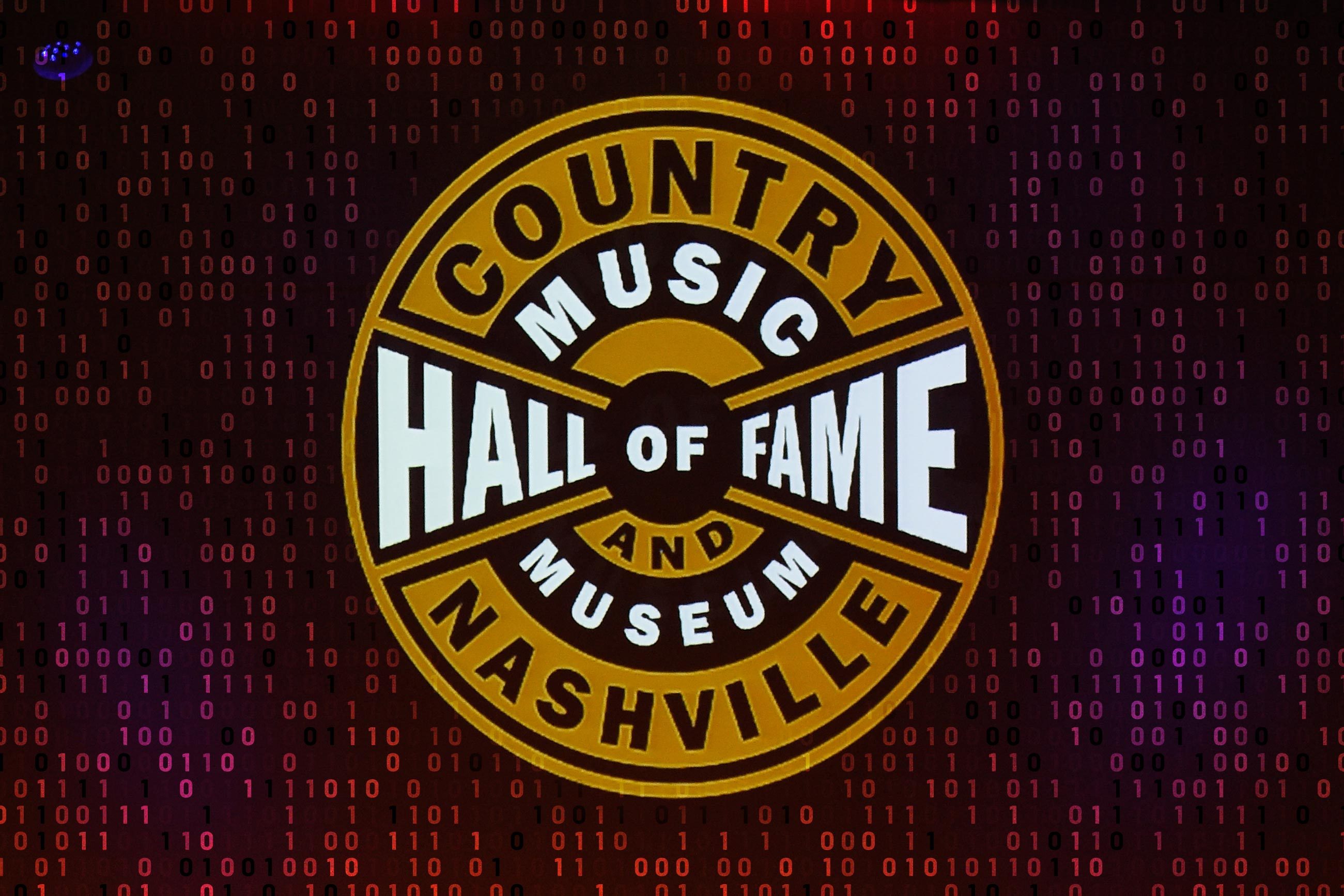 nashville country music hall of fame and museum logo with computer code overlay