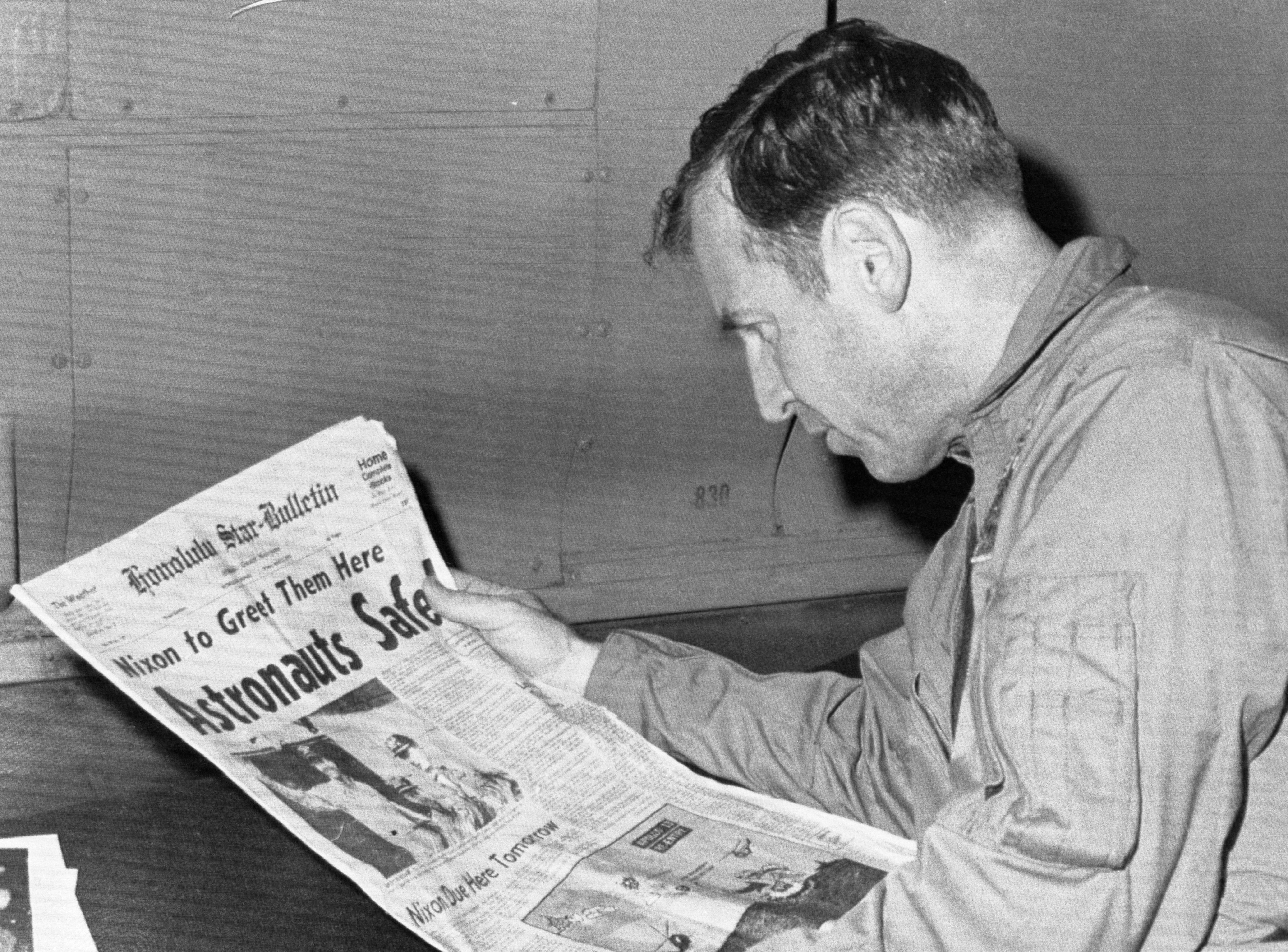 Apollo 13 Astronaut James Lovell Reads Headlines
