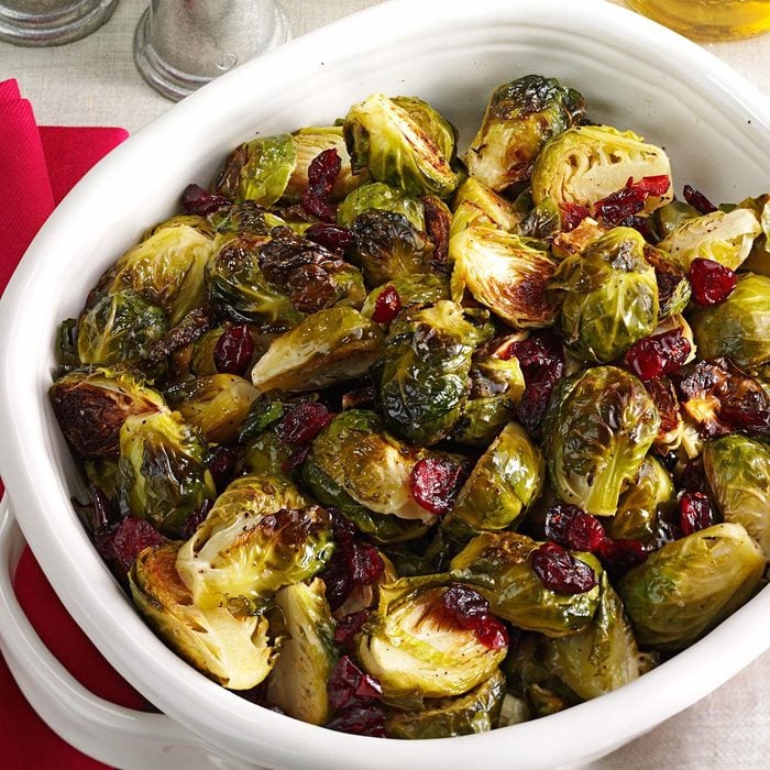 Roasted brussels sprouts with cranberries recipe
