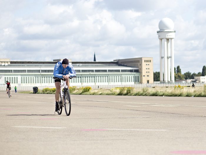 Cycling at Tempelhof Airport in Berlin